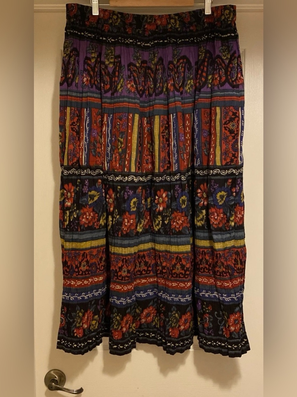 Vtg Phool Womens Tiered Boho Maxi Skirt Floral Ruffle Bohemian Cottage Sz 2X